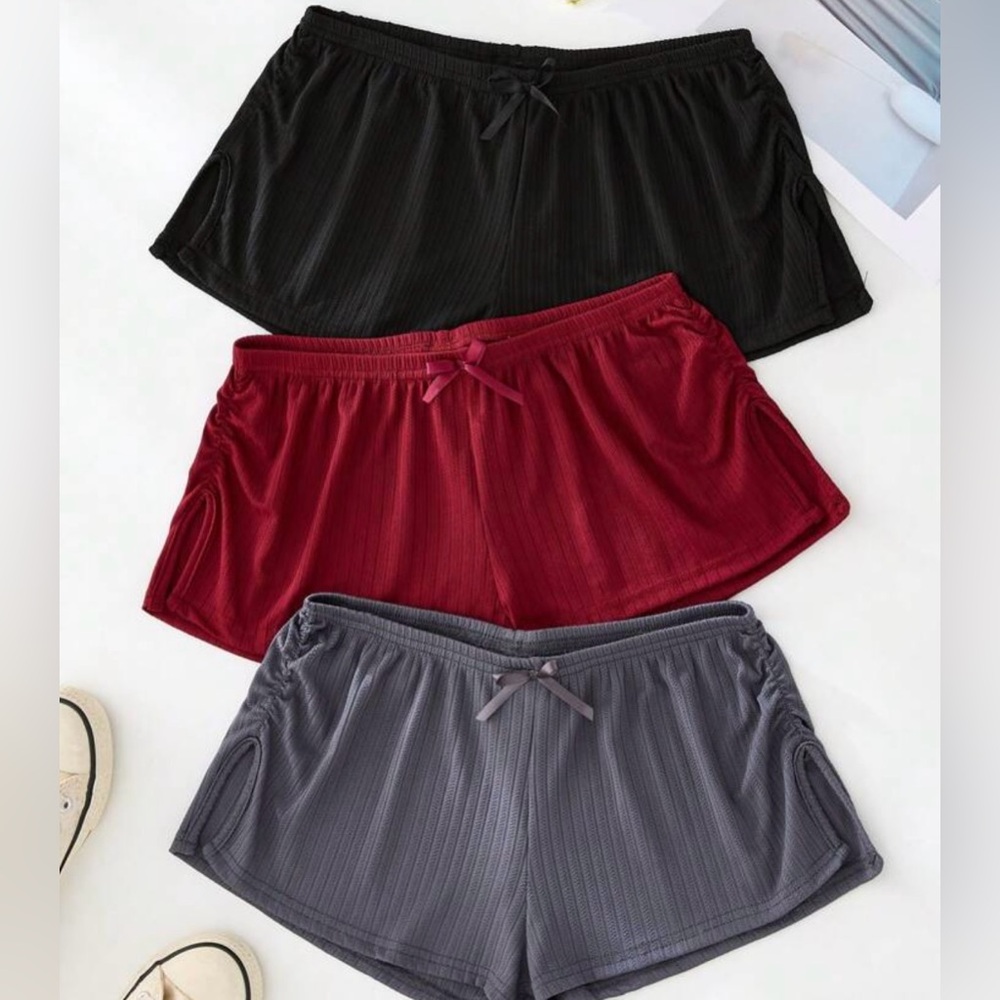 3 Piece Women's Casual Shorts - Black, Red, and Gray